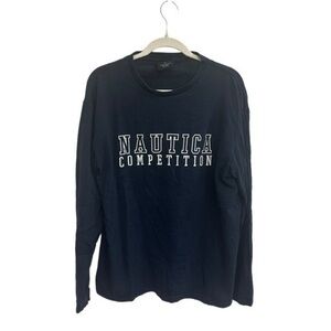 Nautica Vintage Men’s Long Sleeve Crew Neck Navy T-Shirt Size Large
